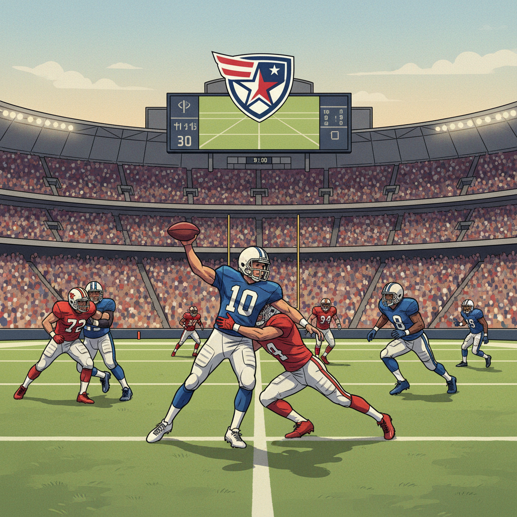 American football stadium illustration representing NFL live streaming in HD and 4K via IPTVBestBuy, optimized for sports IPTV services