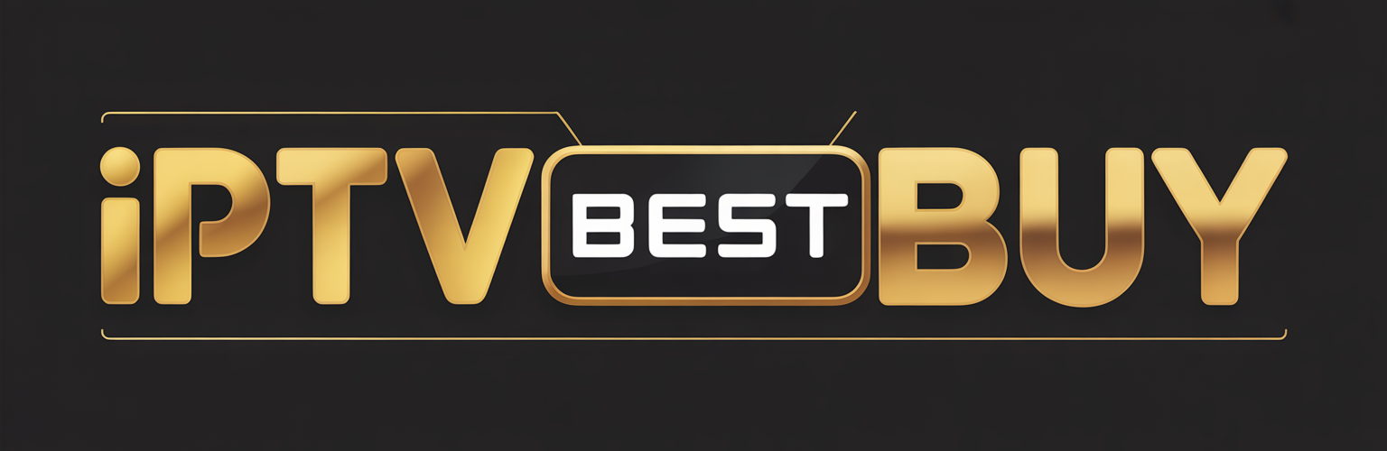 IPTV Best Buy logo in gold on black, 3D TV frame around the word “BEST”.